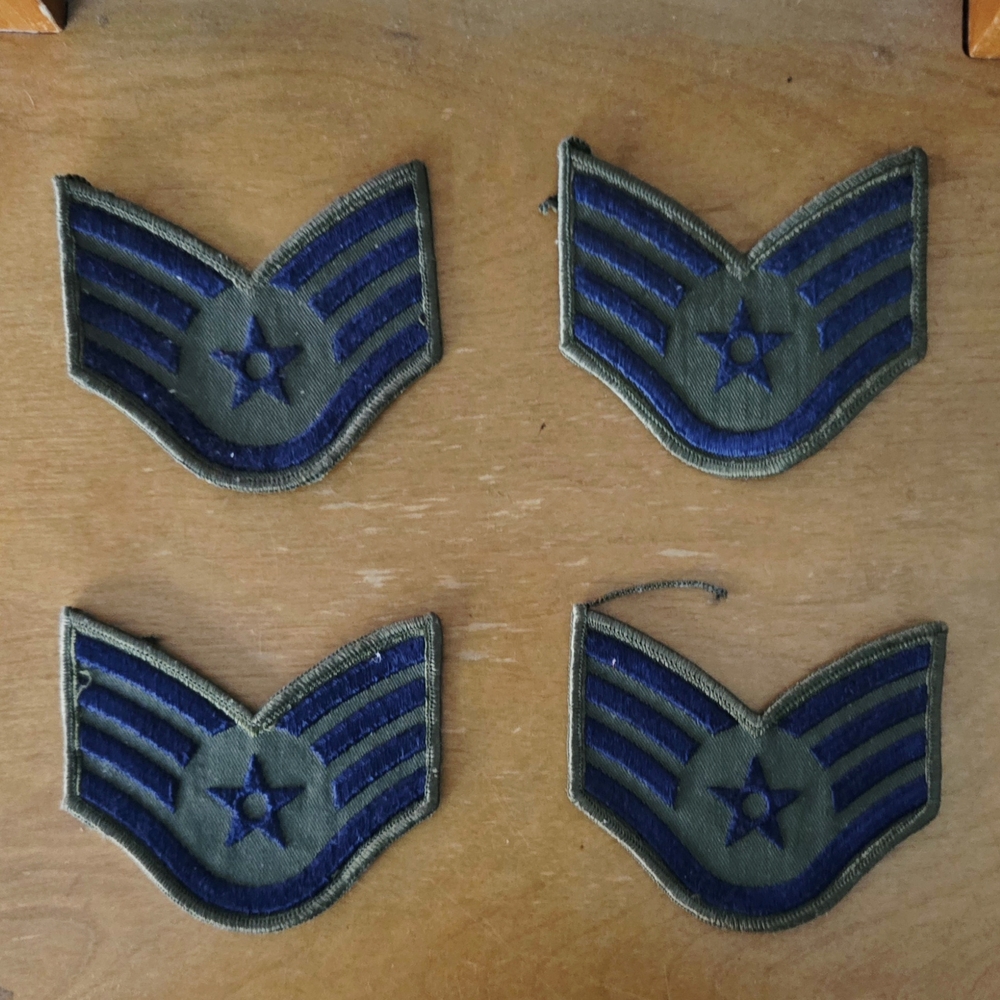 US Air Force Staff Sergeant Patches Enlisted Rank Insignia Subdued R4 Lot Of 4